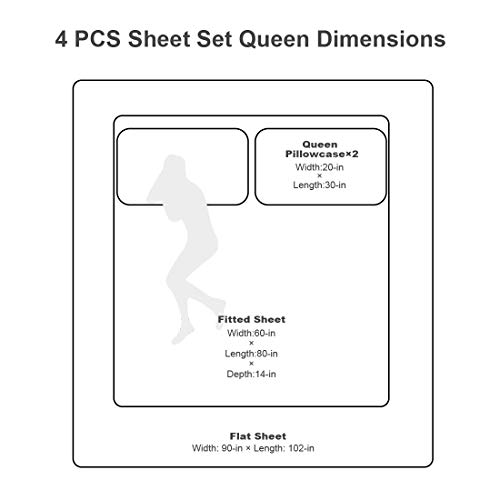 Tekamon Premium 4 Piece Bed Sheet Set 1800Tc Bedding 100% Microfiber Polyester - Super Soft, Warm, Breathable, Cooling, Wrinkle Free - 10-16" Extra Deep Pockets, Queen, Purple #TOP4