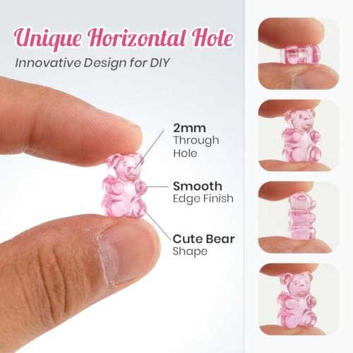 Image of PATPAT 200Pcs Clear Acrylic Bear Beads Kits for Bracelet Making Kit, 8*12mm Colourful Beads Jewellery Making Materials Kit for Bracelet, Necklace, and DIY Crafts, Cute Bear Charms for Jewelry Making
