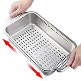 Choxila Over the Sink Strainer Colander Extendable Stainless Steel - Pasta Drying Rack Strainers and Colanders Sink Strainer (4.7 W x 13.2-17.5 L x 2.4 H)