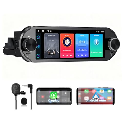 Hexinex Android 14 Radio Coche 1 DIN Universal con Pantalla Táctil 6.86 Pulgadas, con CarPlay/AndroidAuto/Mirror Link, WiFi/GPS/Bluetooth/RDS/USB/FM/Mandos del Volante con Cámara Trasera