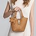 Kadynow Tote Bag for Women Vegan Leather Bucket Purse for Women Top Handle Handbag Shoulder Bag with Detachable Small Purse Yellow Brown