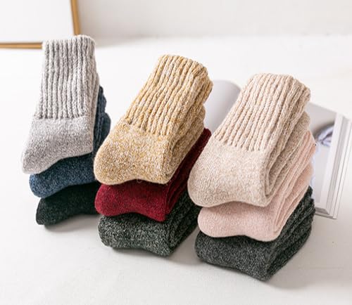 TINTAO 3 Pairs Women Winter Wool Cable Knit Crew Knee High Boot Socks,Size 5-11#W919 (Polyester Blend, Color C26)