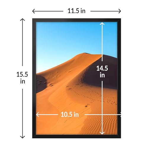 LaVie Home 11x15 Picture Frame for Wall Display, 11x15 Black Picture Frame with HD Plexiglas, 11 x 15 Frame 1 Pack, Display Frame for Vertical or Horizontal, Classic Collection
