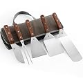 GRILLGEN Heavy Duty Griddle Accessories Kit, Flat Top Grill Accessories Set with Full-Tang Rosewood Handles, Stainless Steel Spatula Set with Santoku Knife for Smash Burger, Hibachi, Camping & BBQ