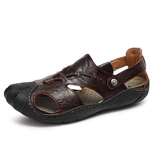 ChicWind Men's Closed Toe Leather Sandals Fisherman Shoes for Summer Hiking