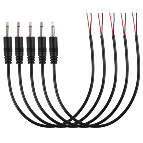 5 Piezas Cable Jack 3.5 Macho Macho a Cable Pelado de 25 cm, Conector Mono TS de 2 Polos, Ideal para Cable Mini Jack a Mini Jack, Reparación de Audio, Altavoces, CB, Radioaficionados y Proyectos DIY
