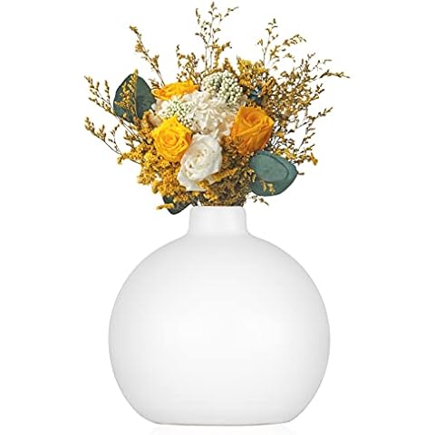 YAJODI Ceramic Vase (White, Bottle Shape) - Dry Flower Vases for Home Decor, Modern Farmhouse, Living Room Decoration, Table Décor, Bookshelf, Mantle, Entryway Cover