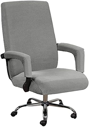 Bestenrose Office Chair Cover Stretch Computer Office High Back Chair Cover with Arm Covers Jacquqard Polyester Washable Slipcovers for Universal Rotating Chair Protectors (Large, Khaki)