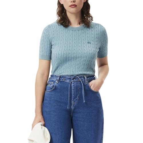 Lacoste Women's Washed Effect Cable Knit Sweater4