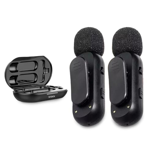Microfone de Lapela Duplo Sem Fio Compátivel Iphone 5 ao 14 Lightning Smartphone Tablet Mini Microfo