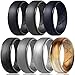 Egnaro Silicone Wedding Ring for Men, Particularly Breathable Mens' Rubber Wedding Bands, Size 8 9 10 11 12 13, for Athletes Crossfit Workout