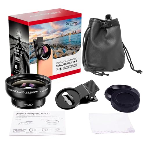 Kit Lente Apexel 0.45x Grande Angular Super Wide Angle e 12.5x Super Macro - Universal Para Celulare