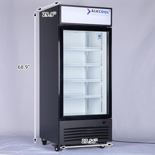 Image of Commercial Flower Beverage Refrigerator Floral Display Fridge,Glass Door Drink Cooler with LED Light Adjustable Shelves,ETL Sanitation,Wheels Included,16.5Cu Ft,68.9''High