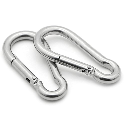 Lind Kitchen 2-Pack M5 Ceiling & Wall Mount Hanging Hardware Fitting Set 304 Stainless Steel Heavy Duty Strip Pad Eye Hook Plate + Snap Hook For Yoga Hammock Swing Marine Boat Application #TOP5