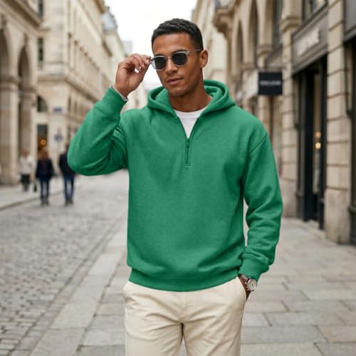 Men Zip Up Hoodie Classic 1/4 Zip Big and Tall Fleece Oversized Hoodies - image 6