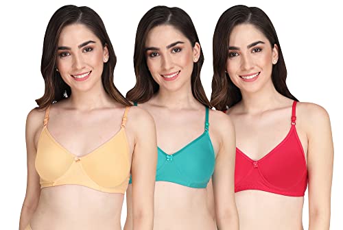 Image of Women Non Padded Bra - Made of Pure Cotton Full Coverage Non Wired Soft Cup for T-Shirt Saree Dress and for Everyday