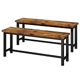 DKLGG Dining Benches, 39 Inch Kitchen Bench, Pair of 2 for Living Room, Bedroom, Industrial Entryway Benchs Dining Room Bench with Metal Legs, Durable and Stable, Rustic Brown