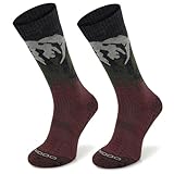 SKIETY Calcetines Trekking Comodo Light Performance Wool - Calcetines de Montaña - 38% Lana Merino - Fabricados en la UE - Termoactivos - Montañas Rojas Cereza - Talla 43-46