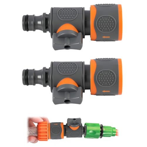 2 PCS Quick Release In Line Shut Off Valve, Garden Hose Shut Off Valve Pipe Tap Connector with Switch, Plastic Hose Coupling Adaptor for Water Flow Control, Suitable for Irrigation Lawn Garden Plants