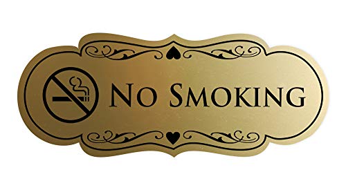 Panneau No Smoking haut de gamme Signs ByLITA aspect or brossé format L