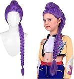 Peluca De Anime Hunters Rum-i, Extensiones Cabello Morado De 33,5 Pulgadas, Pelo Cosplay, Pelo Braid Morado, Cosplay Demo N para Niños Y Adultos, Gorra Ajustable, Peluca Realista De Disfraz Anime