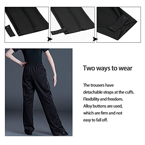 Libaobaoyo Kids Boys Latin Salsa Dance Pants Elastic Waist Smooth Ballroom Competition Trousers (As1, Age, 14_Years, 15_Years, 14-15 Years) Black #TOP3