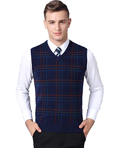 Homovater Invierno sin Mangas con Cuello en V Chaleco Clásico Caballero de Negocios Prendas de Suéteres Cardigans Chalecos de Punto para Hombre (M, Azul Marino (1802))