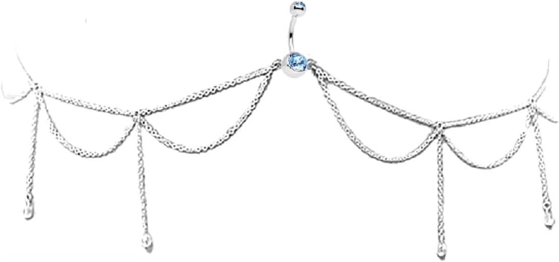 Body Accentz™ Belly Button Ring Navel Body Jewelry Dangle Waist Chain 14 Gauge