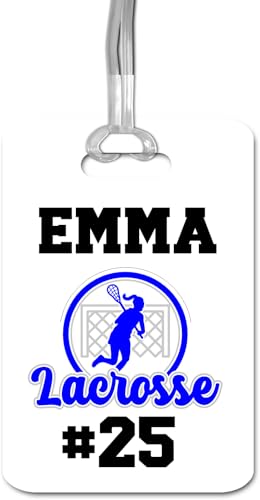Daisy Lane Lacrosse Gifts for Girls Team, Personalized Name Bag Tag Player, Teen Birthday Present Idea (Blue)