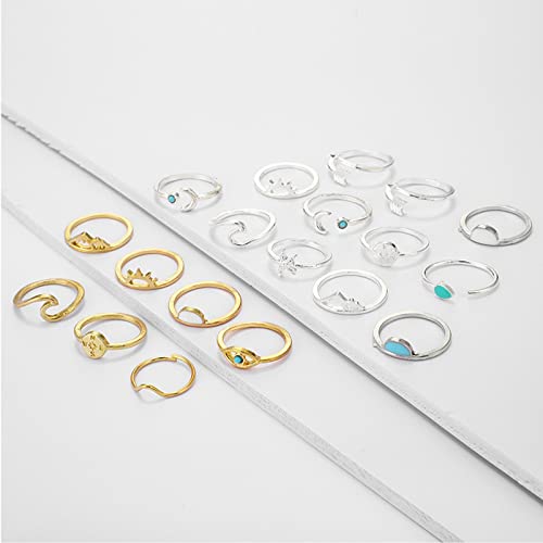 Harry And Henry Boho Stacking Rings For Teens Girls Aesthetic Rings Set Crystal Knuckle Rings For Women Retro Turquoise Gem Finger Ring Cute Stackable Rings Set Gift For Teen Girls thumb #8