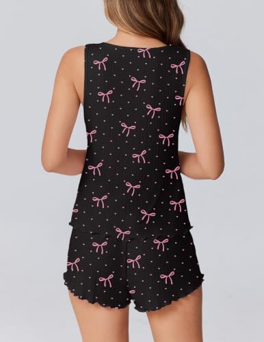 Image of Ekouaer 2 Pieces Womens Tank Top Pajamas Set Soft Sleepwear Cami and Shorts