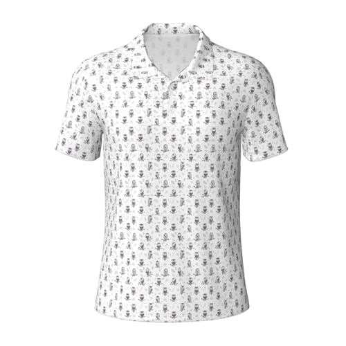AYYQWE Camisa de manga corta transpirable con estampado de ramas de árbol de búho, para hombre, para oficina, viajes, fitness, deportes al aire libre, Negro, L