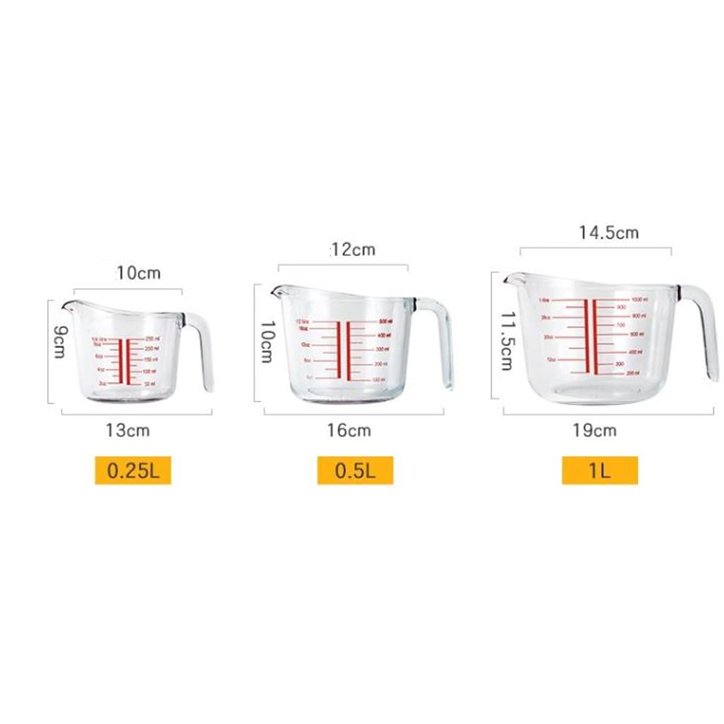 Tasse à mesurer avec échelle en Verre Résistant aux Hautes températures Ménage Cuisine Cuisson Farine Oeuf battu Lait ML Tasse à mesurer (Taille : 1000 ML) (500 ML)