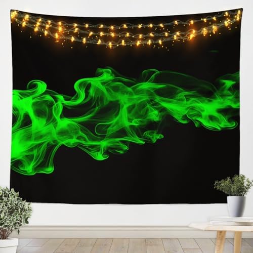 Feelyou Ombre Green Black Tapestry Medium 59"x59" Abstract Wall Hanging for Boys Girls Teens Bedroom Decor Smokey Wall Blanket Women Men Modern Art Wall Art image 4