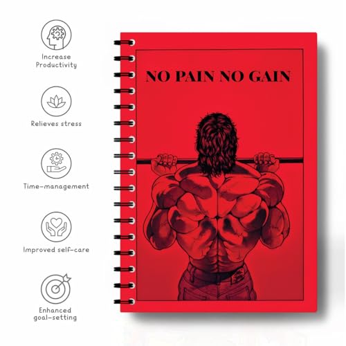 Image of Zenithink Daily Planner Undated KIT with 3 Bookmarks | 60+Stickers - 350gsm A5 Size Hard Bound, 80 GSM - 164 pages | Day | Weekly | Monthly Pages (Motivational No Pain No Gain - Daily Planner Get Things Done) | 4 Months