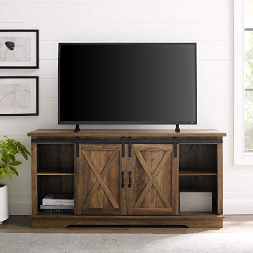 Home Accent Furnishings Tucker 58 Inch Sliding Barn Door Television Stand in Rustic Oak - Thumbnail 3