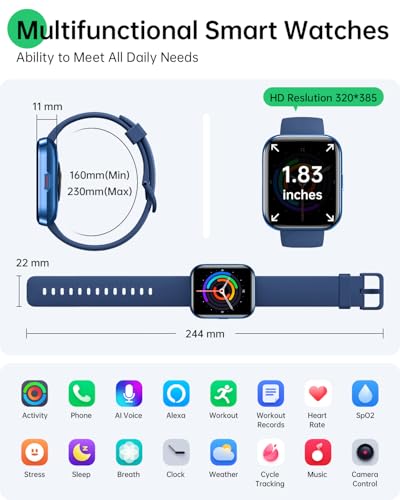 Smart Watches for Men (Android/iPhones), 120+ Sport Modes Fitness Tracker Watch with SpO2/Heart Rate Monitor, Steps/Sleep Tracker, 1.85" HD Smart Watch with Bluetooth Calls/Messages, 3ATM waterproof — view 6