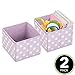 mDesign Soft Fabric Polka Dot Dresser Drawer and Closet Storage Organizer, Bin for Child/Kids Room, Nursery, Playroom, Bedroom, 2 Pack - Light Purple/White