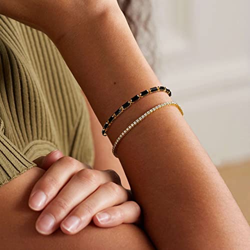 KissYan Tennis Bracelet for Women, 14K Gold Plated Cubic Zirconia Adjustable Slider Bracelets Trendy Jewelry Gift2