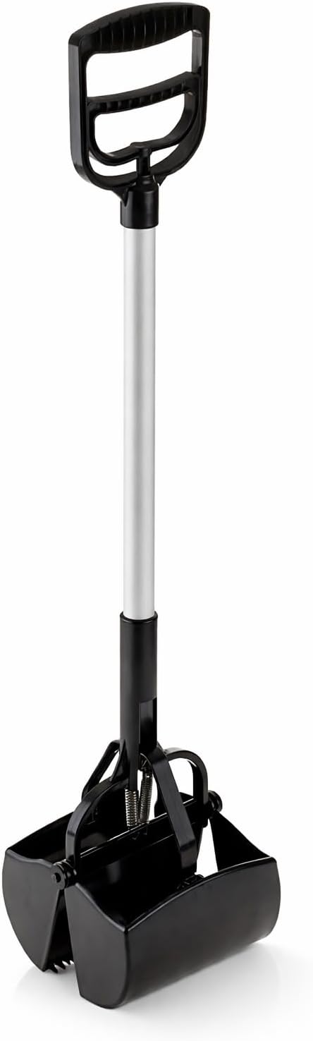 1ABOVE Heavy Duty Jumbo Pooper Scooper Shovel Long Reach Dog Waste Scoop Pickup Remover Easy Squeeze Trigger (BLACK)