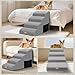 Thihome Hundetreppe 4 Stufen, 50cm hoch Schwamm Haustiertreppe für Hunde und Katzen, rutschfest Haustierleiter Katzentreppe mit Waschbar Bezug für Sofa Bett, Grau
