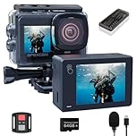 Apexcam Dual Screen Action Camera 4K60FPS Touchscreen 8X Zoom EIS 64MP with 64GB Card Ultra HD WiFi Sports Camera Underwater Camera 40m Waterproof 2.4G Remote Control 2x1350mAh Batteries