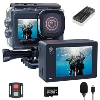 Apexcam Nuovo X80pro Doppia Screen Action Cam 4K60FPS 8X Zoom EIS 64MP Con 64GB Scheda Ultra HD WiFi Fotocamera Sportiva Telecamera subacquea 40m Impermeabile 2.4G Telecomando 2x1350mAh Batterie