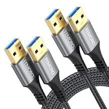 FEMORO USB 3.0 A to A Cable 6Ft 2 Pack, 5Gbps Male to Male Data Transfer & 60W Charging Cord for Laptop PC, Hard Drive Enclosure, DVD Player and Monitor Connection