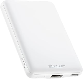 エレコム モバイルバッテリー 5000mAh 12W コンパクト 薄型 軽量 入力(Type-C×1) 出力(Type-C×1、USB-A×1) PSE認証 おまかせ充電対応 【iPhone Android 各種対応】 ホワイト DE-C37-...