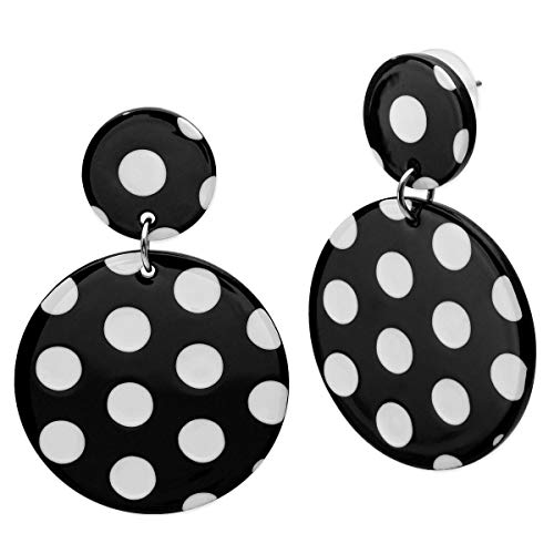 SoulCat® Grandes boucles d'oreilles à pois dans le style des années 50 et 80, couleur : noir Cover