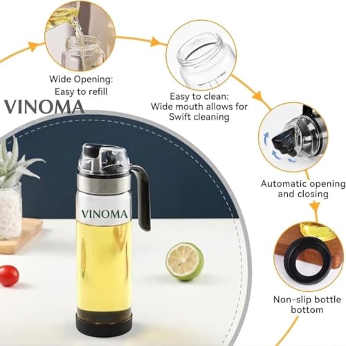 Image of Oil Dispenser Bottle with Handle & Measurement | Leakproof Glass Oil Dispenser for Kitchen Cooking, Salad, Frying & Daily Use | 520ml Capacity (PACK OF 2)
