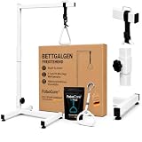 FabaCare Bettgalgen mit Trapezgriff bis 100 kg – Aufrichthilfe & Aufstehhilfe fürs Bett – inkl. Ersatzgriff für kleinere Hände, Mobile, Bettgriff höhenverstellbar, Stabiler Bettaufrichter