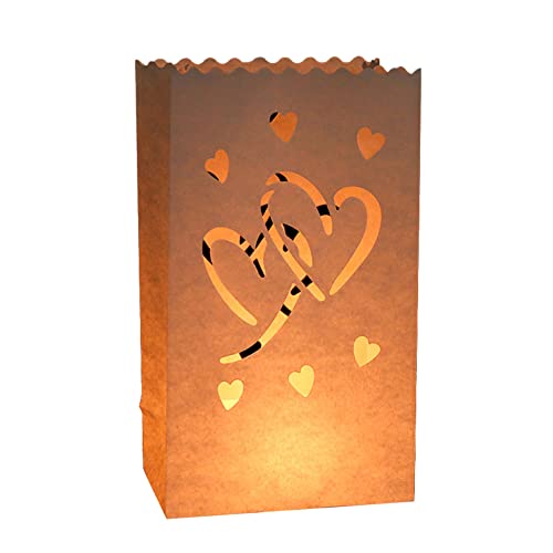 ikasus Photophore Bougie en Papier,Sachet Papier à Bougies Ignifugé,Sac Lumière Thé Ignifuge Lanterne Lampe Luminaire,pour Lanterne...