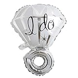 Huge Lover Wedding Marriage Anniversary lover Balloon, Diamond Balloon Bride Ring Engagement Foil Valentine's day Balloons Party Toys (Big Ring Silver)